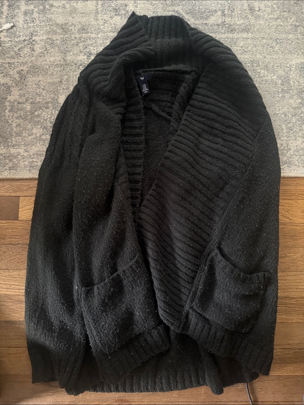 GAP Black Shawl-Collar Open-Front Cardigan